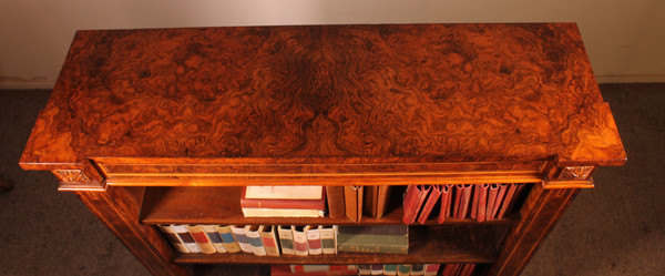 Open Bookcase In Burl Walnut Circa 1820