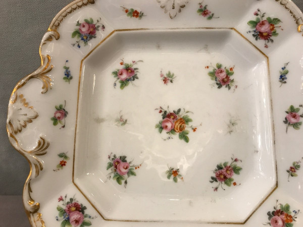 Kuchenplatte aus Vieux Paris Porzellan aus dem 19. Jahrhundert