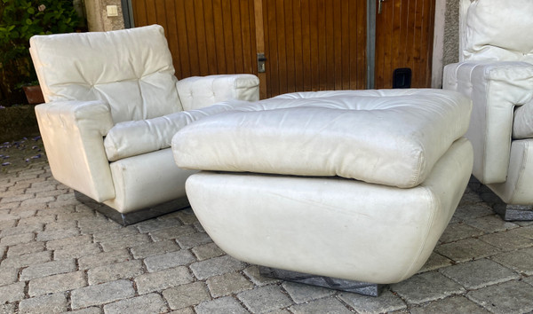 Coppia di poltrone e ottomane Jacques Charpentier per roche et bobois