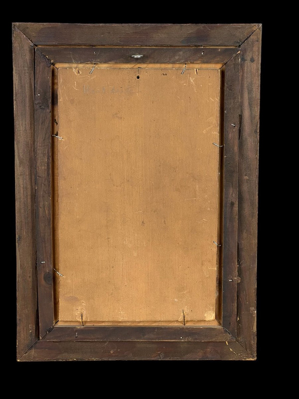ÖL AUF HOLZTAFEL "FAHNENTRÄGER DER FLÄMISCHEN BÜRGERGARDE".