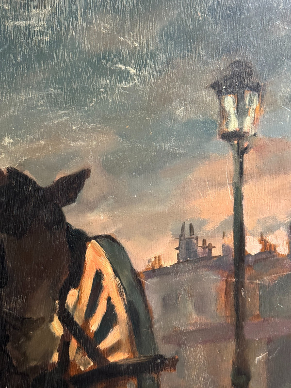 Scuola francese del XX secolo - Parigi, En Calèche, 1910-1920 circa