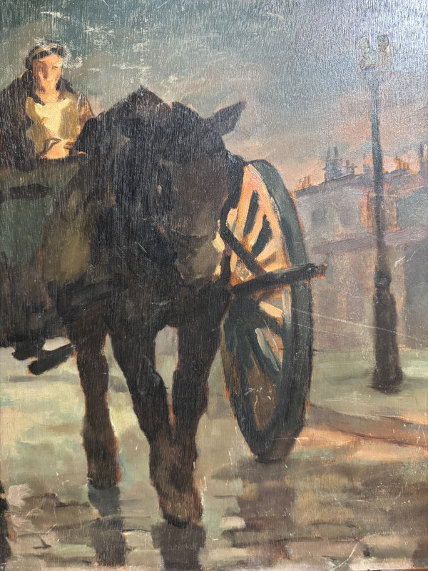 Scuola francese del XX secolo - Parigi, En Calèche, 1910-1920 circa