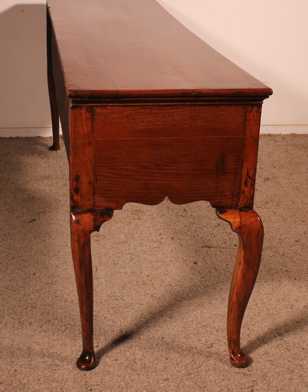 Large Oak Console Or Dresser Base With Three Drawers - 18th Century