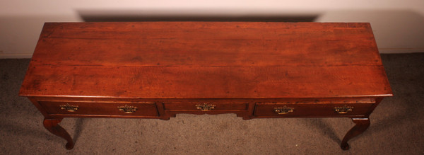 Large Oak Console Or Dresser Base With Three Drawers - 18th Century
