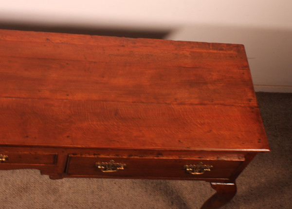 Large Oak Console Or Dresser Base With Three Drawers - 18th Century