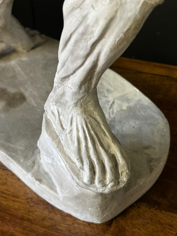 Jacques - Eugène Caudron ( 1818-1865) D'après - Sculpture écorché En Plâtre Cabinet Curiosité