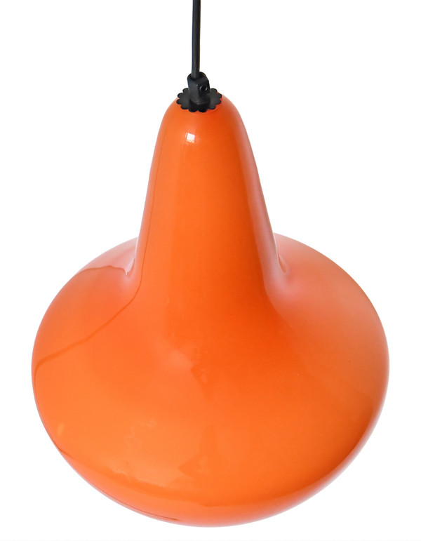 Suspension en opaline orange des années 1960