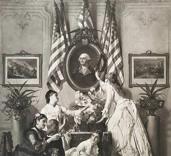 Washington's Birthday Etats-Unis Amérique Photogravure Historique d'Après Charles Baugniet 