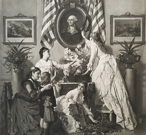 Washington's Birthday Etats-Unis Amérique Photogravure Historique d'Après Charles Baugniet 