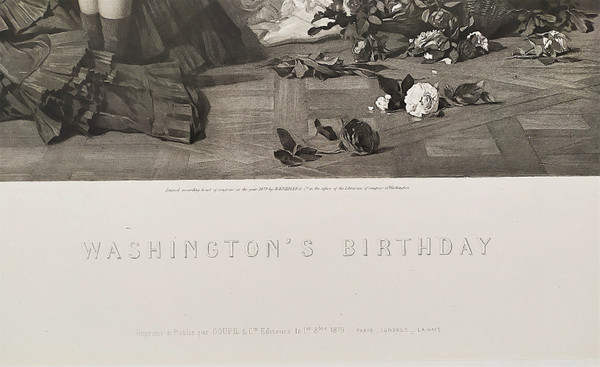 Washington's Birthday Etats-Unis Amérique Photogravure Historique d'Après Charles Baugniet 