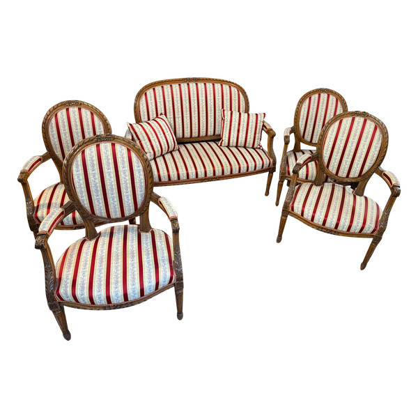 SALON CINQ PIECES DE STYLE LOUIS XVI