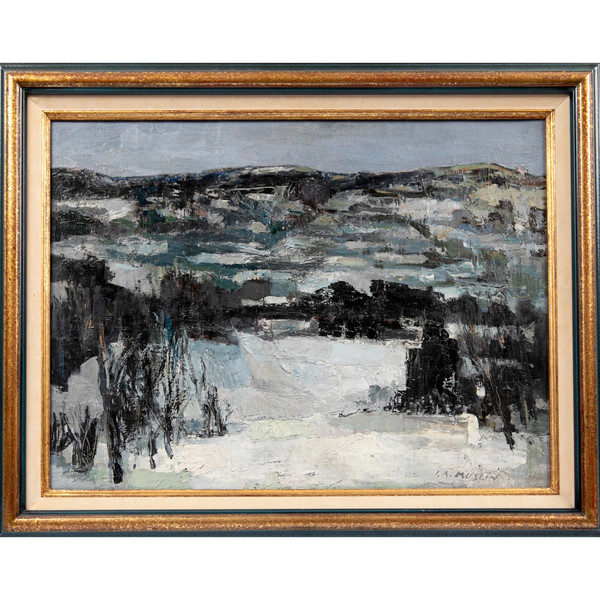 Paysage de neige, huile sur toile, Joseph Muslin 