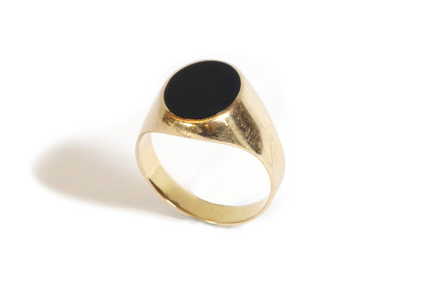 Anello uomo in onice in oro 18 carati, anello vintage, anello con sigillo, gioielleria vintage, onice pietra nera