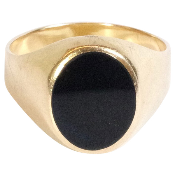Anello uomo in onice in oro 18 carati, anello vintage, anello con sigillo, gioielleria vintage, onice pietra nera