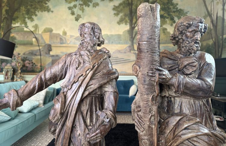 Important Pair Of Saint Peter And Saint Paul Sculptures - 17th century