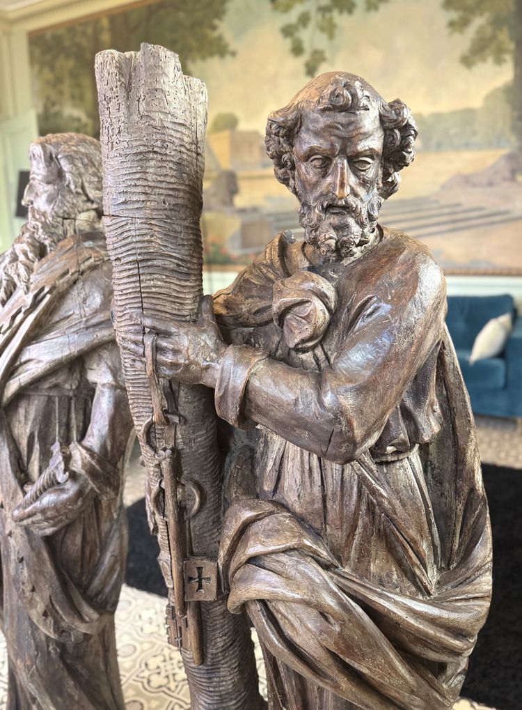 Important Pair Of Saint Peter And Saint Paul Sculptures - 17th century