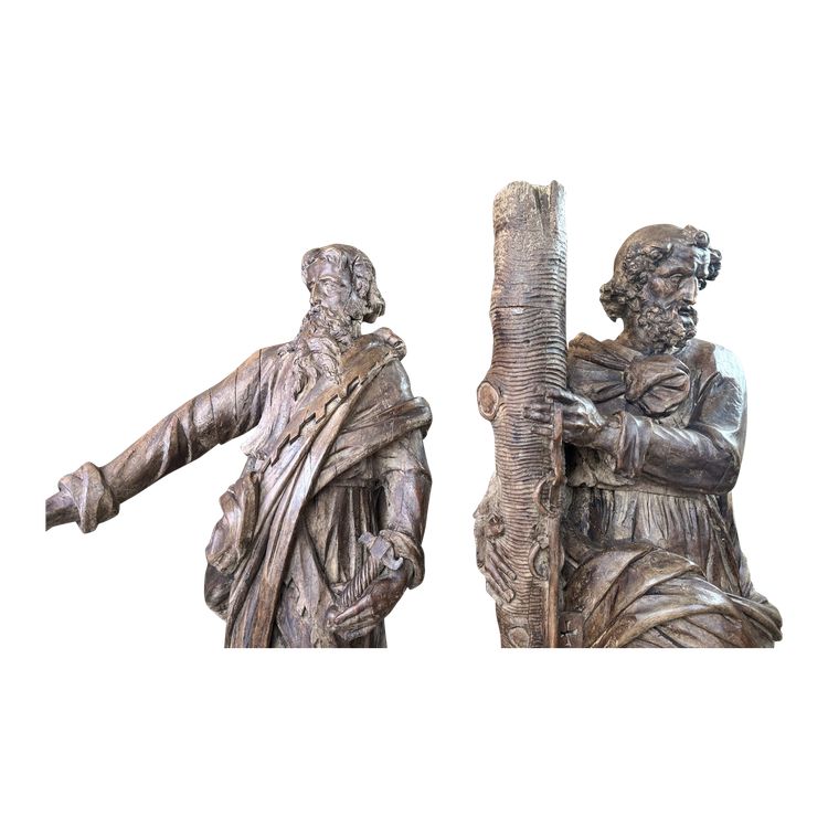 Important Pair Of Saint Peter And Saint Paul Sculptures - 17th century