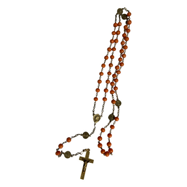 Rosario in argento e corallo, XIX secolo.