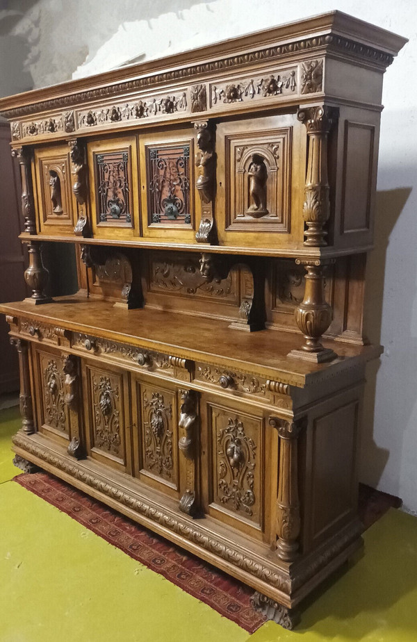 Renaissance walnut double buffet