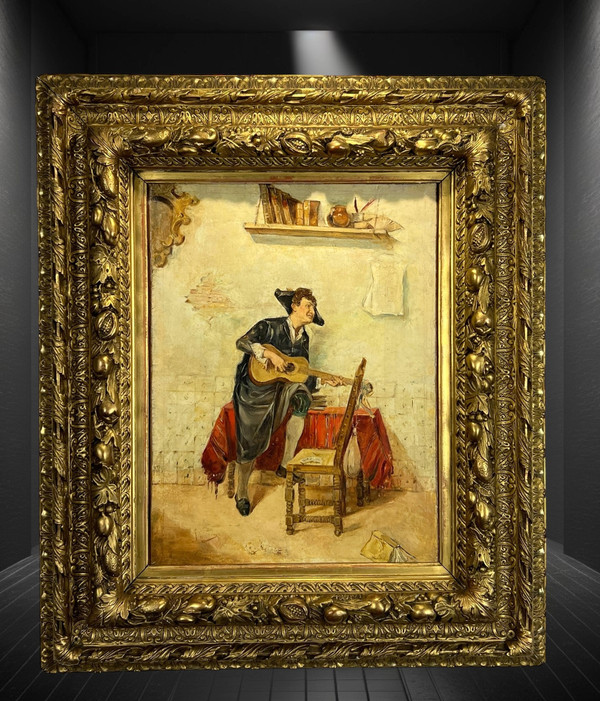19th CENTURY PAINTING BY "LUIS JIMENEZ ARANDA 1845 / 1928" WITH SUPERB GILDED FRAME