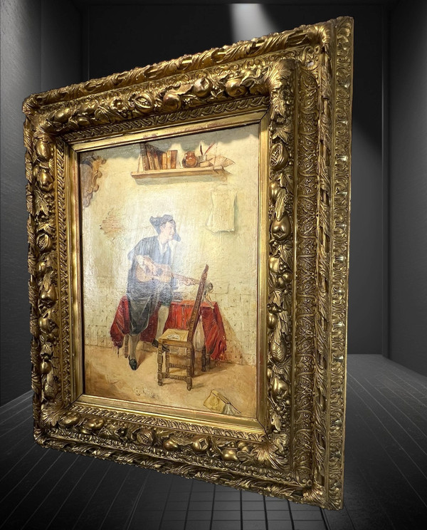 19th CENTURY PAINTING BY "LUIS JIMENEZ ARANDA 1845 / 1928" WITH SUPERB GILDED FRAME