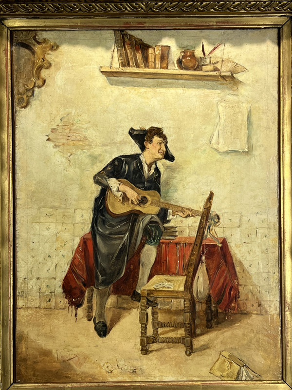 19th CENTURY PAINTING BY "LUIS JIMENEZ ARANDA 1845 / 1928" WITH SUPERB GILDED FRAME