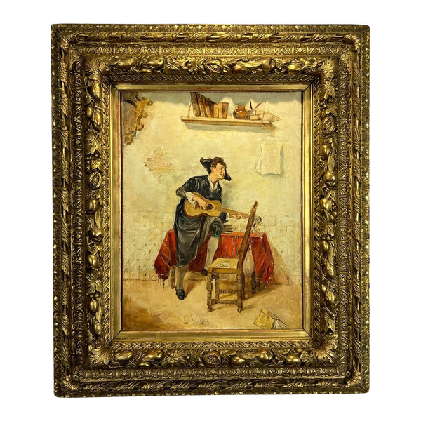 19th CENTURY PAINTING BY "LUIS JIMENEZ ARANDA 1845 / 1928" WITH SUPERB GILDED FRAME