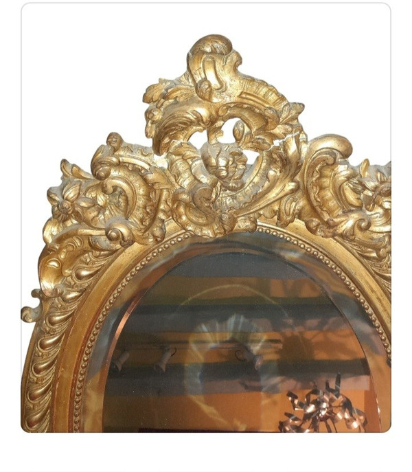Miroir ovale bois doré 