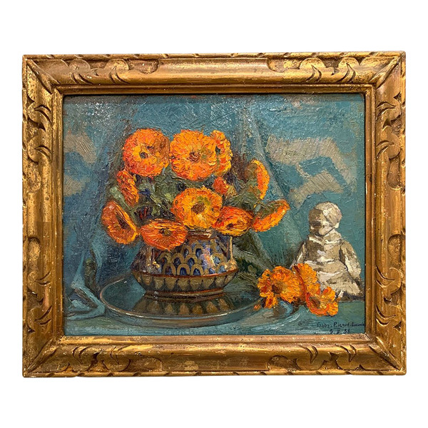 Bouquet de fleurs, signé Gary Ricaud, daté 1938