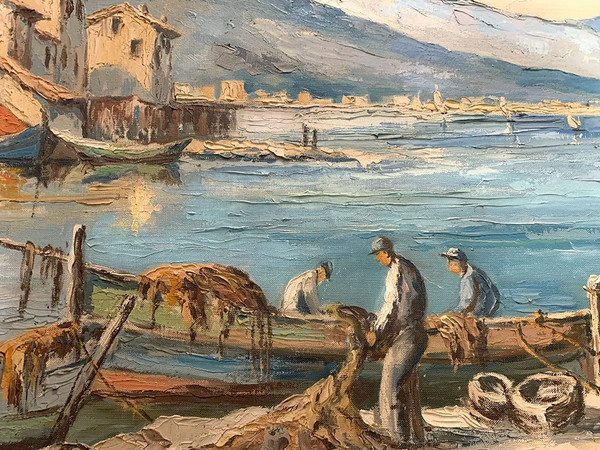 Martigues, signiert Jodeph Guenard, um 1950/60, Provenzalische Landschaft, Mittelmeer.