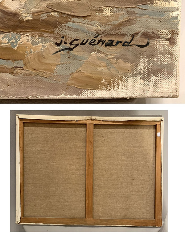Martigues, signiert Jodeph Guenard, um 1950/60, Provenzalische Landschaft, Mittelmeer.