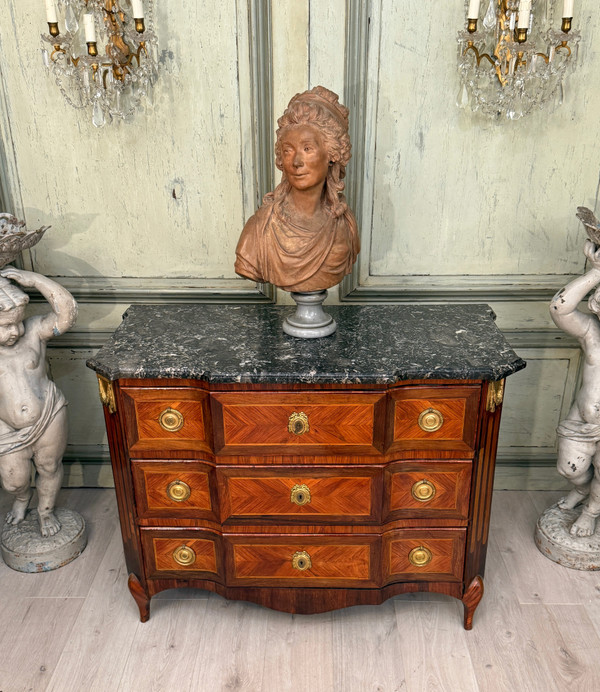 Lapie Nicolas Alexandre, Commode En Marqueterie d'Epoque Transition Estampillée, Vers 1760