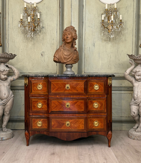 Lapie Nicolas Alexandre, Commode En Marqueterie d'Epoque Transition Estampillée, Vers 1760