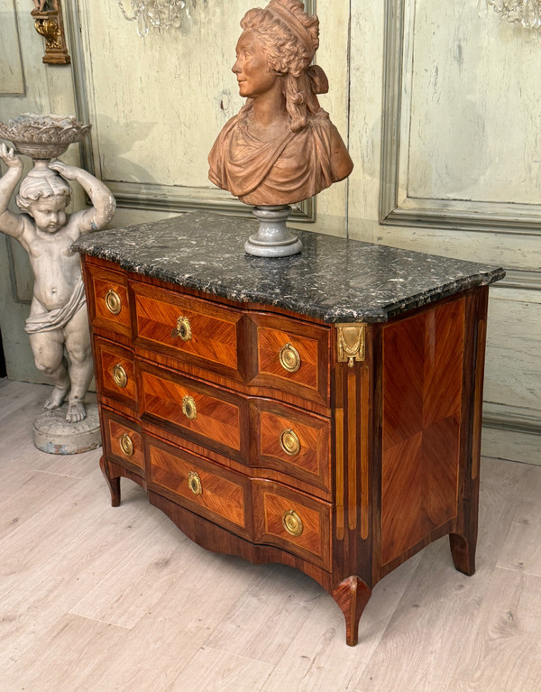 Lapie Nicolas Alexandre, Commode En Marqueterie d'Epoque Transition Estampillée, Vers 1760