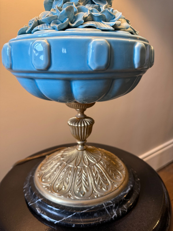 Importante e bella lampada in ceramica Art Nouveau