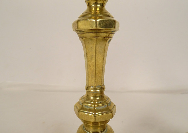 Pair of Louis XIV Candlesticks Bronze Gilt C Crowned 17th Century