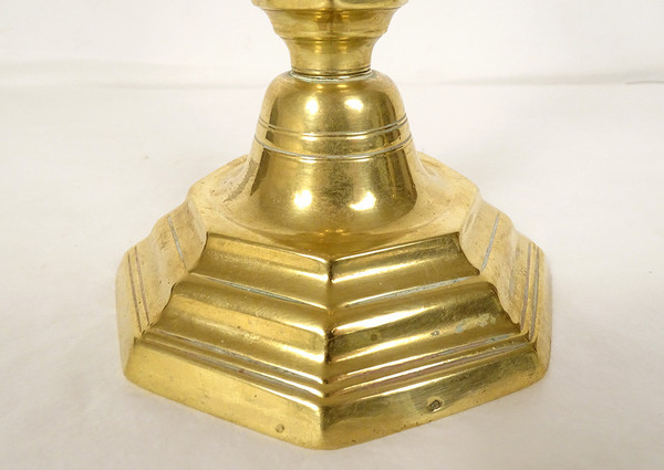 Pair of Louis XIV Candlesticks Bronze Gilt C Crowned 17th Century