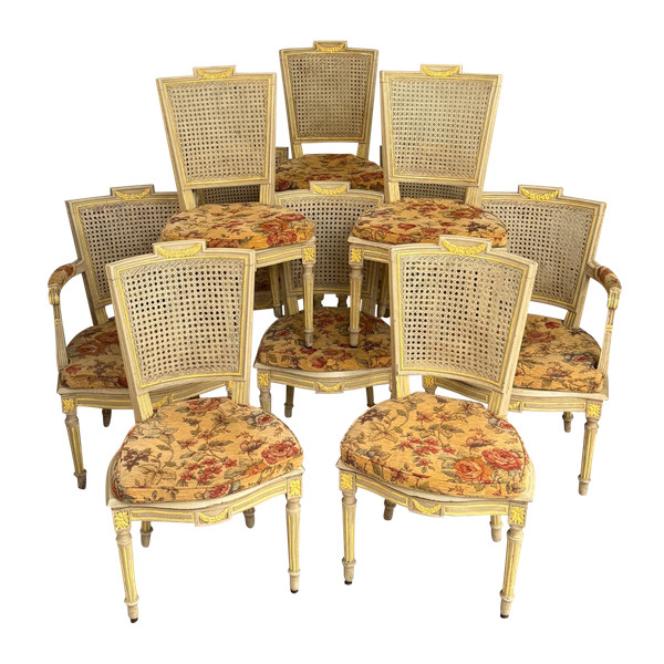 Mobilier De Salon En Bois Laqué d'Epoque Louis XVI, Vers 1780