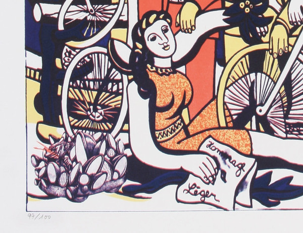 Lithographie ERRO, signée au crayon par l’artiste et n° 97 / 100, hommage à Fernand Léger. 