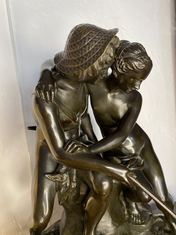 Scultura in bronzo - Daphnis Et Chloé - P.j.r Gayrard - Francia - XIX sec.