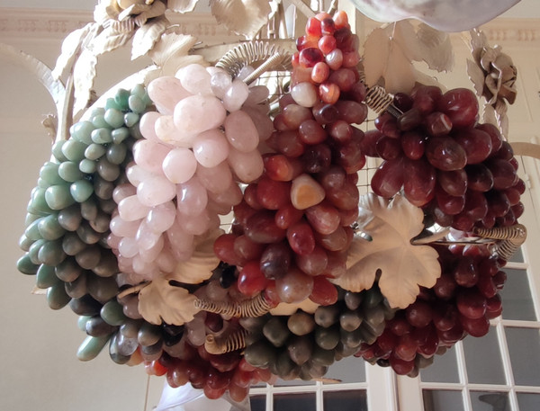 Large art deco Murano chandelier Wrought iron grape cluster chandelier