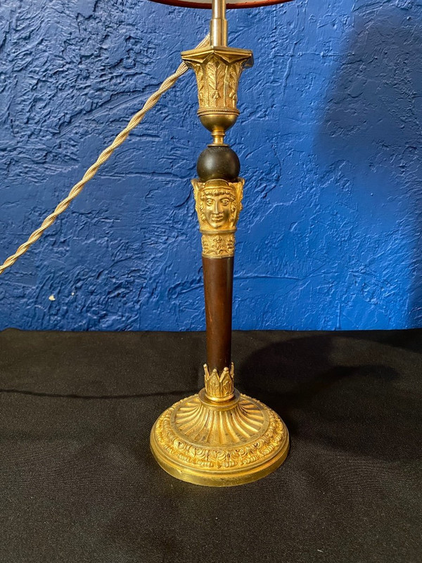 Lamp - Bronze - Mascarons - Ravrio (DLG) - France - XIX th C
