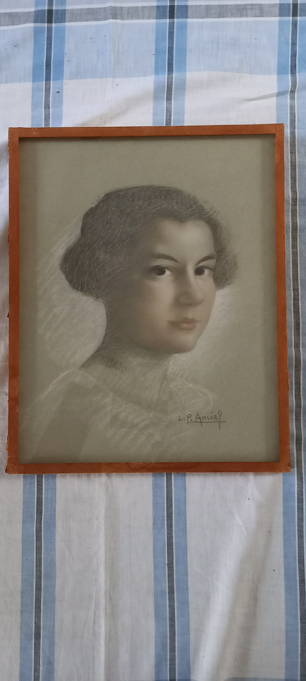 Porträt einer Frau in Pastell/ P.Amiel/ XX.