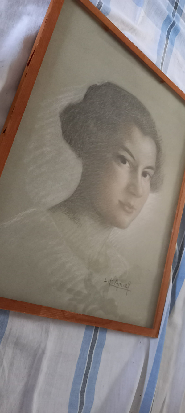 Porträt einer Frau in Pastell/ P.Amiel/ XX.