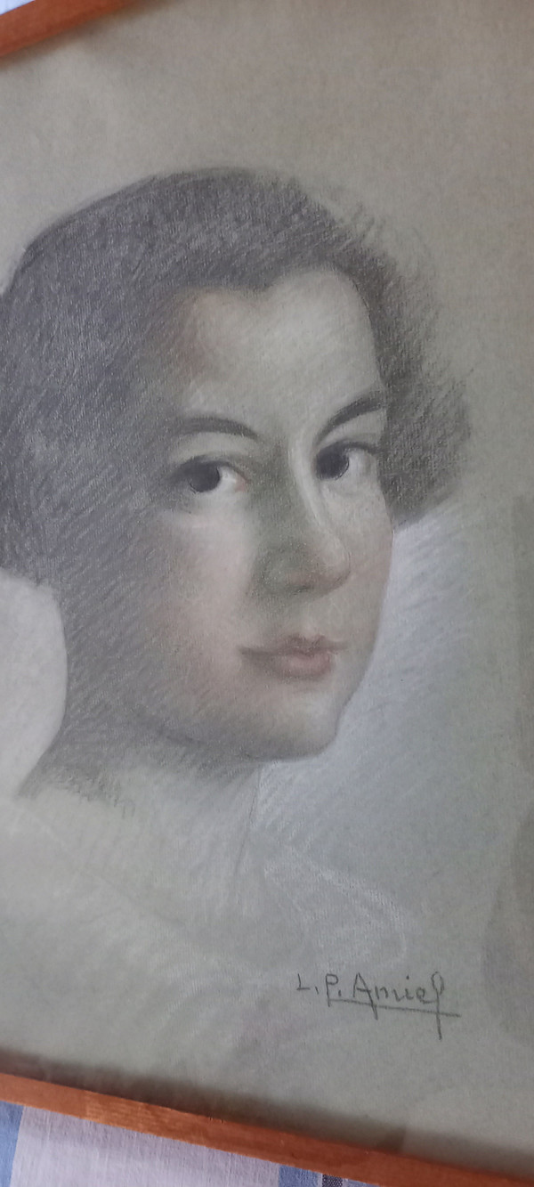 Porträt einer Frau in Pastell/ P.Amiel/ XX.