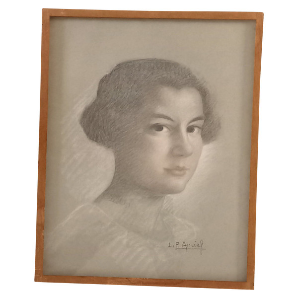 Porträt einer Frau in Pastell/ P.Amiel/ XX.