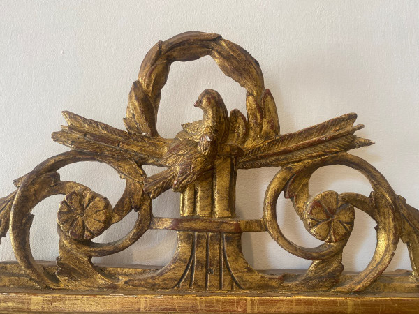 Pediment mirror - Gilded wood - Regency period - France - 18th century
