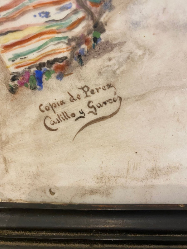 Gemälde - Porzellanplatte - M. Castillo Y Garcés - Spanien - 19. Jahrhundert
