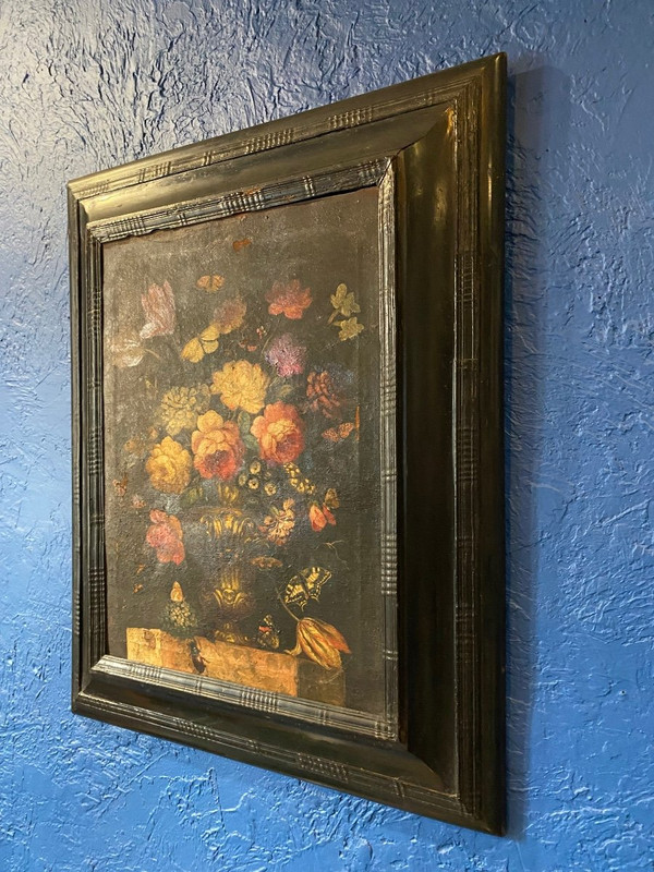 Huile Sur Toile - Nature Morte/ Bouquet De Fleurs - XVII ème