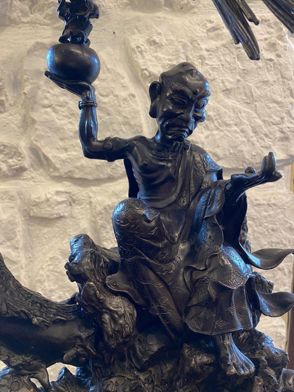 Importante Scultura - Bronzo - Rakan - Periodo Meiji - Giappone - XIX secolo